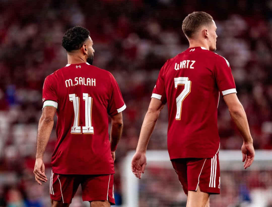 Dua bintang Liverpool di Liga Inggris 2025/2026: Mohamed Salah dan Florian Wirtz. (Foto: Instagram @liverpoolfc)