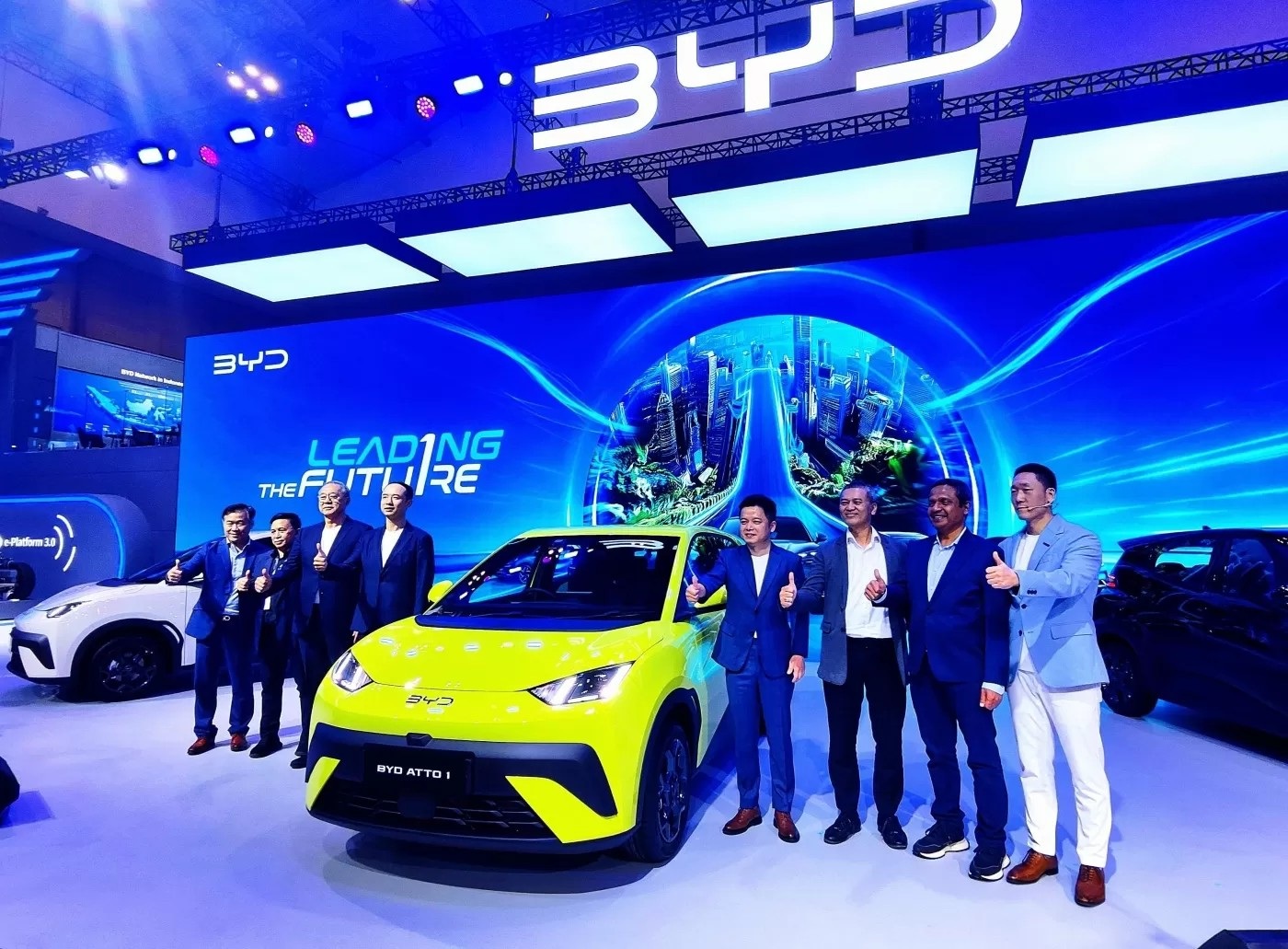 Mobil lBYD Atto 1 pada pameran GIIAS 2025 di Jakarta akhir bulan lalu. Berdasarkan data Kementerian Perindustrian, pabrikan asal Tiongkok itu menjadi peserta skema CBU dengan komitmen investasi.