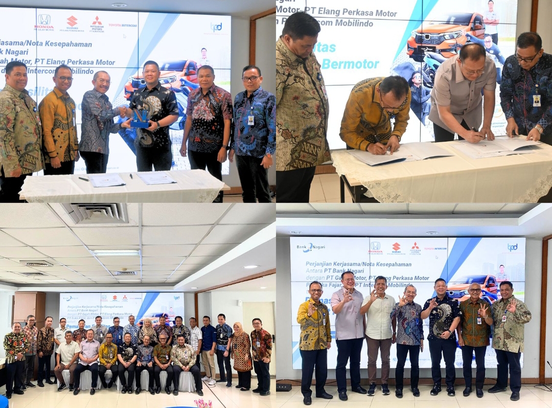 Bank Nagari kerja sama dengan dealer l kendaraan bermotor: PT Gajah Motor, PT Elang Perkasa Motor, PT Intercom Mobilindo, dan PT Suka Fajar.(Foto: Humas)