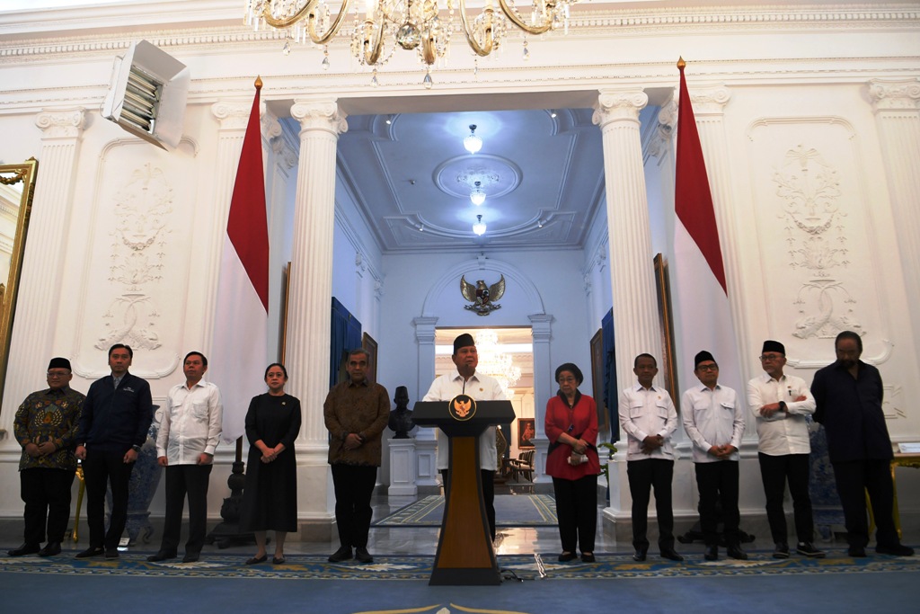 ELITE PARPOL: Presiden Prabowo Subianto beserta para Ketua Umum Partai Politik (GALIH PRADIPTA/ANTARA FOTO)