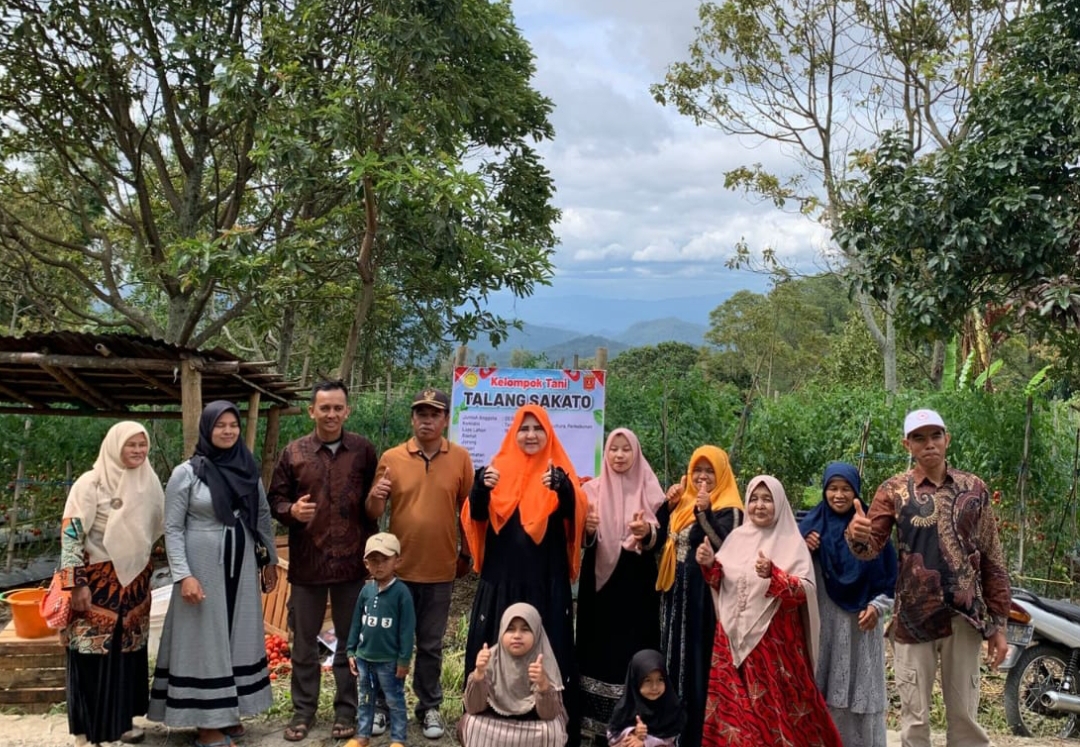 Nevi Zuairina bersama petani Agam dalam panen raya tomat Talang Sakato. (Foto: Tim NZ)