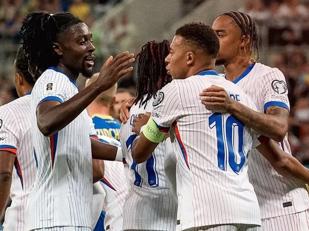 Timnas Prancis merayakan kemenangan atas Ukraina 2-0 di Kualifikasi Piala Dunia 2026.(Foto: Instagram @equipedefrance)