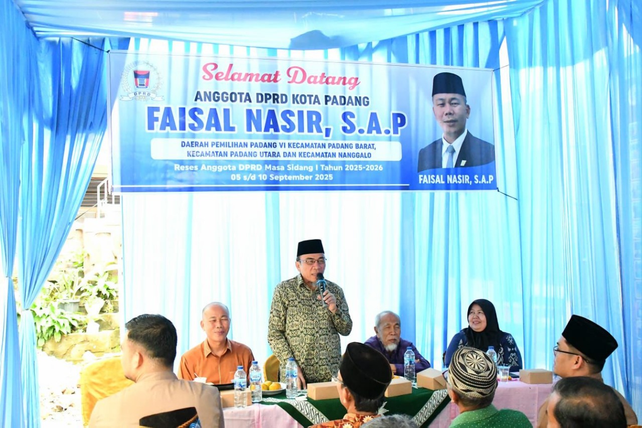 Didampingi Wakil Wali Kota Padang, Anggota DPRD Kota Padang, Faisal Nasir, gelar reses 5&ndash;10 September 2025 serap aspirasi warga Padang Barat, Utara, dan Nanggalo.