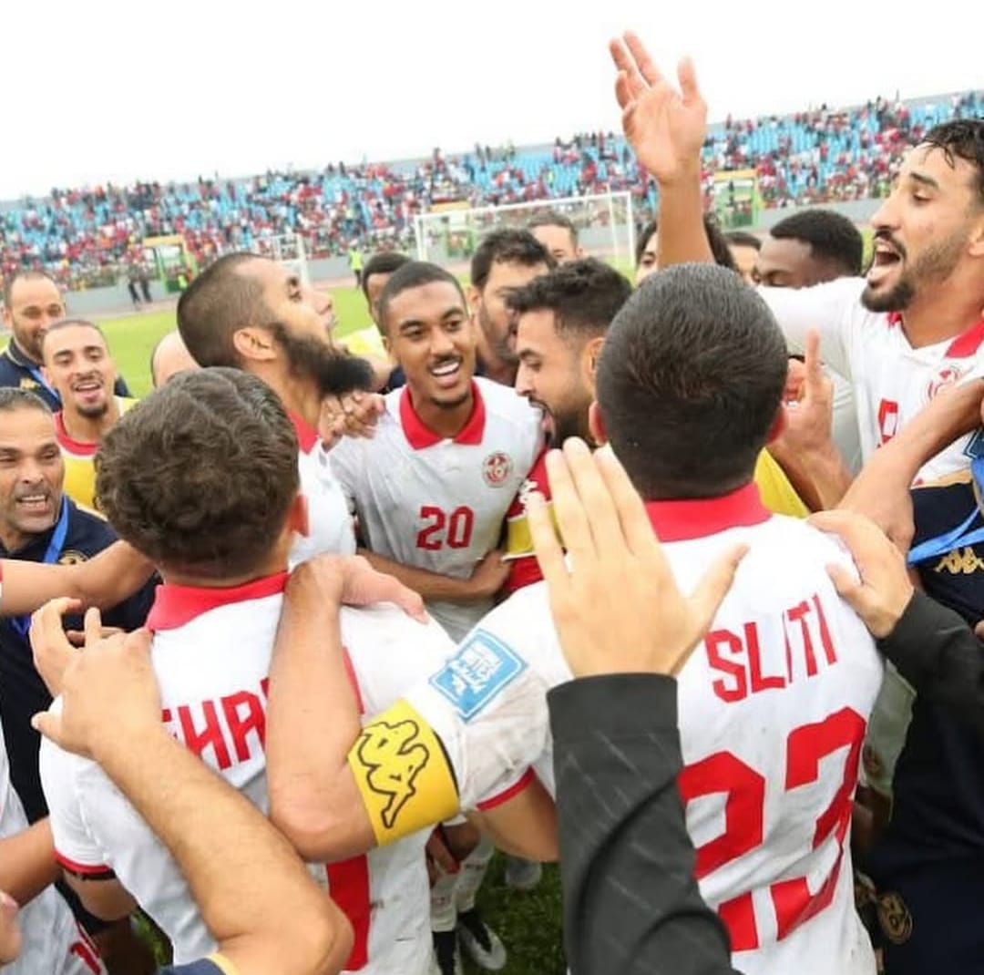 Para pemain Tunisia merayakan kemenangan atas Guinea Khatulistiwa di Estadio de Malabo, Malabo, kemarin (9/9) yang memastikan mereka lolos ke Piala Dunia 2026.
