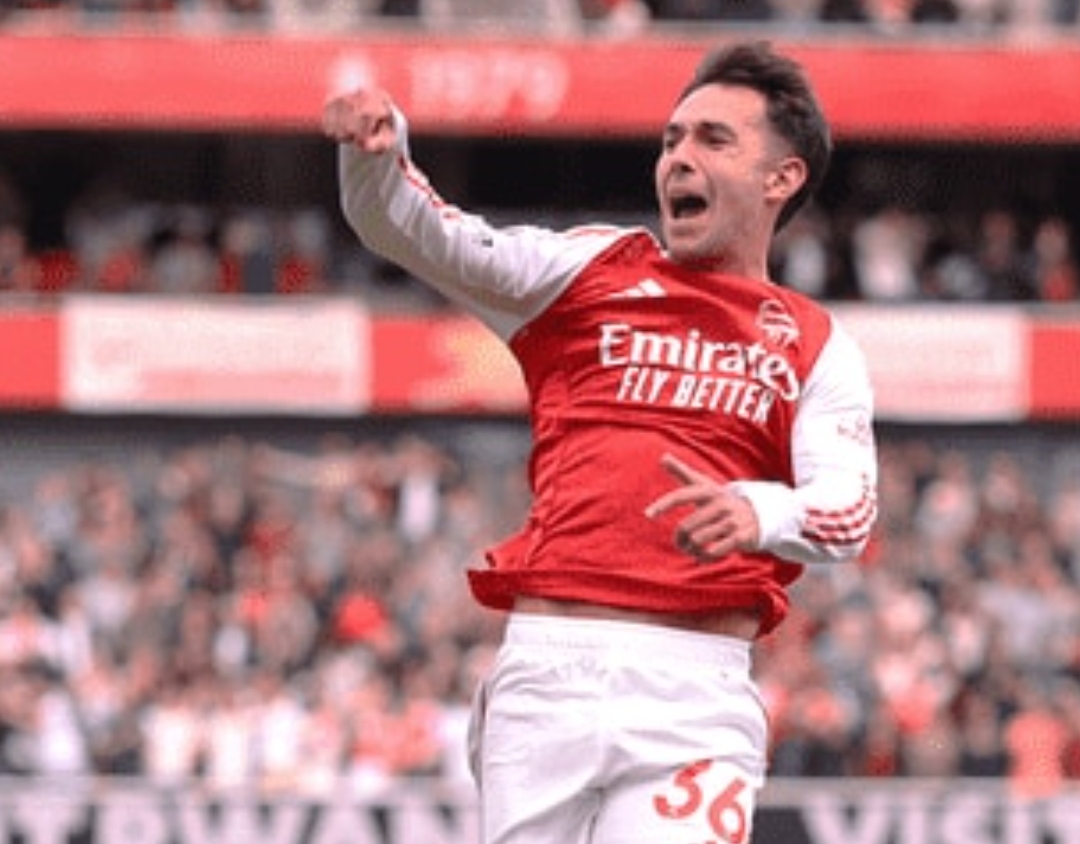 Martin Zubimendi selebrasi usai mencetak gol ke gawang Nottingham Forest dalam kemenangan 3-0 Arsenal di Emirates Stadium.(Foto: Arsenal.com)