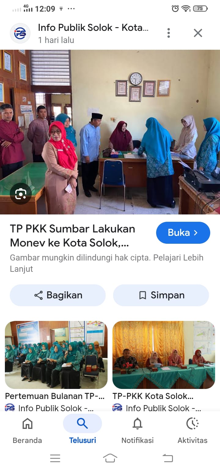 CEK LAPANGAN: Rombongan TP PKK Sumbar ketika melakukan Monev terhadap TP PKK Kota Solok.