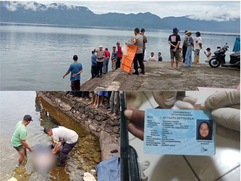 Mayat perempuan dewasa ditemukan mengapung di Danau Maninjau, Kabupaten Agam, Selasa (7/10/2025). (Foto: Polsek Tanjung Raya)