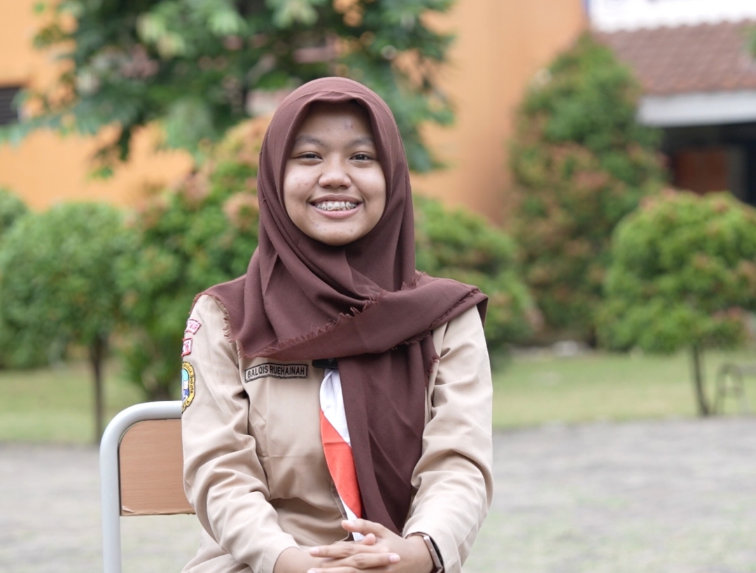 Bilqis Raihana, siswi SMAN Unggulan MH Thamrin, menatap masa depan untuk membangun sekolah di daerah tertinggal lewat Program Sekolah Garuda.(Foto: PCO)