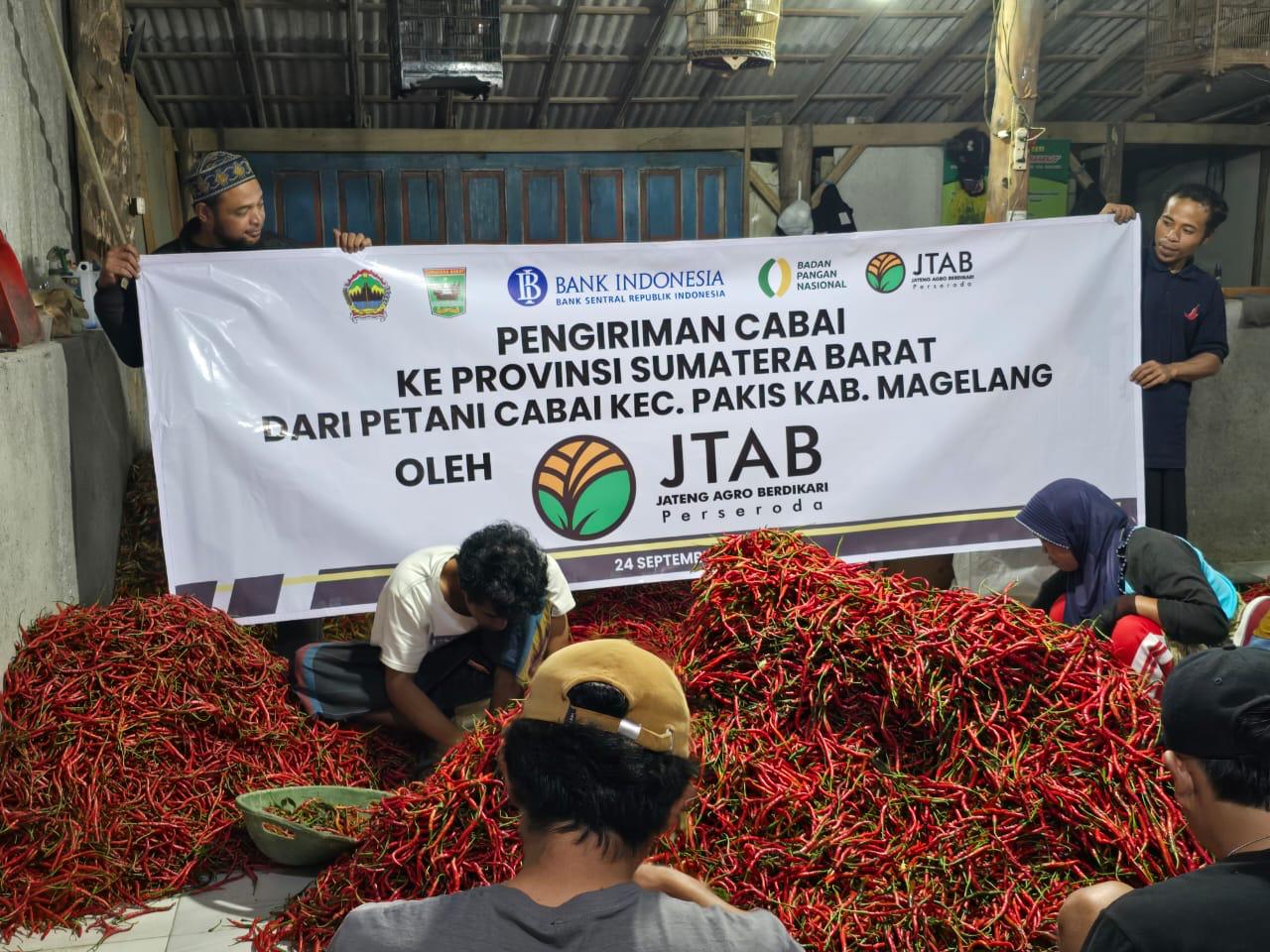 Pasokan cabai asal Magelang Jawa Tengah untuk stabilisasi harga cabai Sumbar. Masuknya cabai merah dari luar Sumbar turut menambah stok cabai merah sehingga menurunkan harga cabai merah di pasaran.