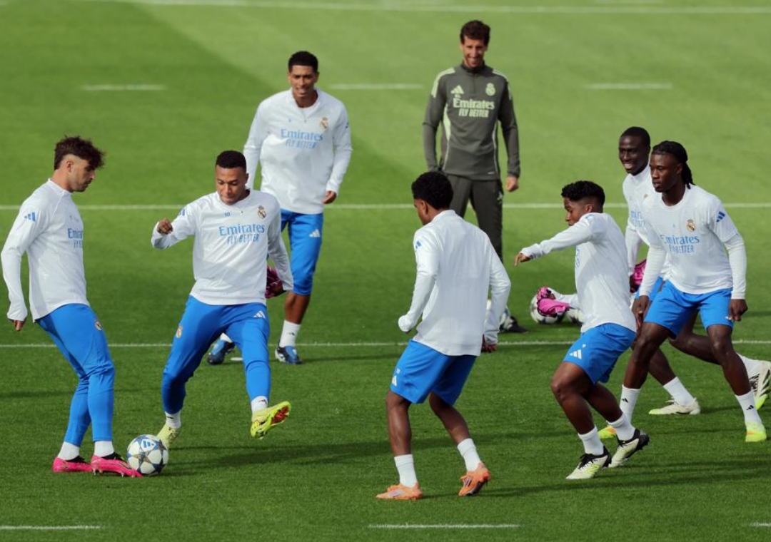 Para pemain Real Madrid menjalani sesi latihan intens, menjelang duel kontra Juventus pada Matchday 3 Liga Champions 2025.(Foto: UEFA.com)