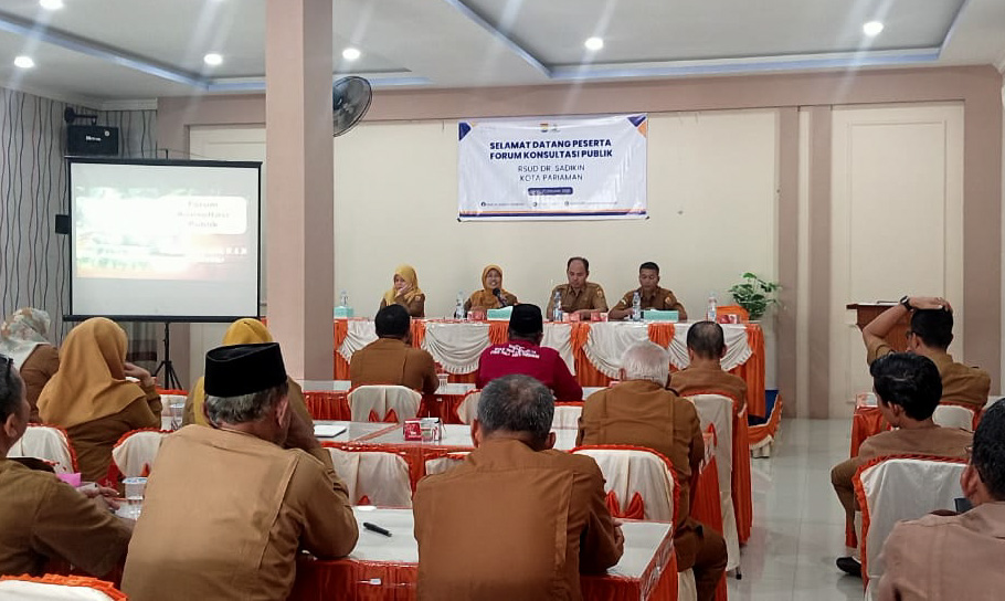 RSUD Sadikin Kota Pariaman gelar Forum Konsultasi Publik untuk tingkatkan kualitas pelayanan kesehatan dan memperkuat kepercayaan masyarakat terhadap layanan rumah sakit, Senin (27/10/2025).