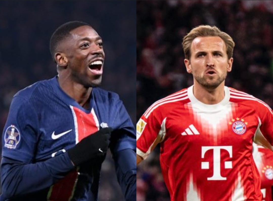 Duel panas antara Ousmane Dembele dan Harry Kane bakal mewarnai laga PSG vs Bayern Munich di Liga Champions 2025&ndash;2026 malam ini.(Foto: Paris Fans & X @harrykane)
