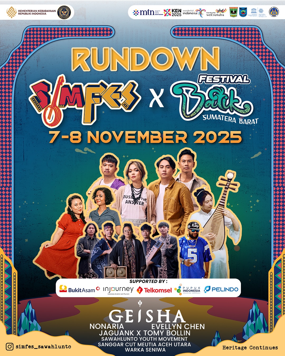 Kota Sawahlunto kembali bersiap menyambut kemeriahan Sawahlunto International Music Festival (SIMFes) 2025, sebuah perayaan musik lintas generasi yang berpadu dengan kekayaan budaya.