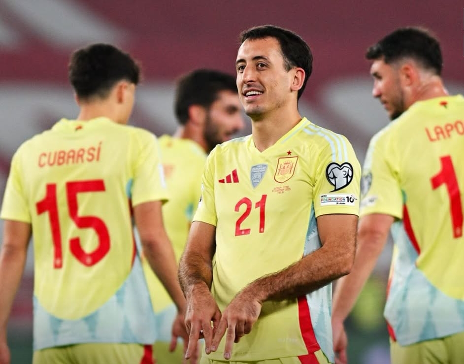 Selebrasi Oyarzabal usai cetak gol dalam kemenangan Spanyol 4-0 lawan Georgia dan dekati tiket Piala Dunia 2026. (Foto: DAZN)