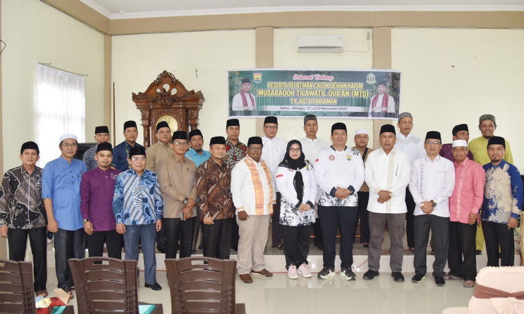 Pembukaan kegiatan pelatihan calon Dewan Hakim MTQ Kota Pariaman 2025 untuk penguatan kompetensi dan integritas penilaian, Selasa (25/11/2025).