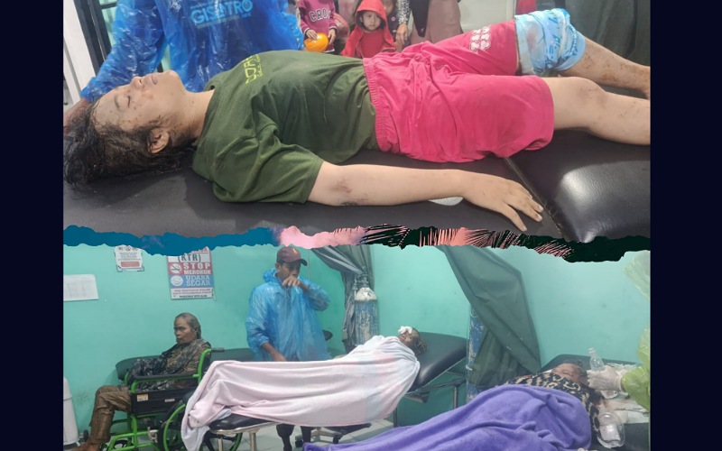 Korban terluka akibat galodo di Salareh Aia, Palembayan, dievakuasi ke Puskesmas Kampungtangah dan menunggu penanganan medis, Kamis (27/11/2025).