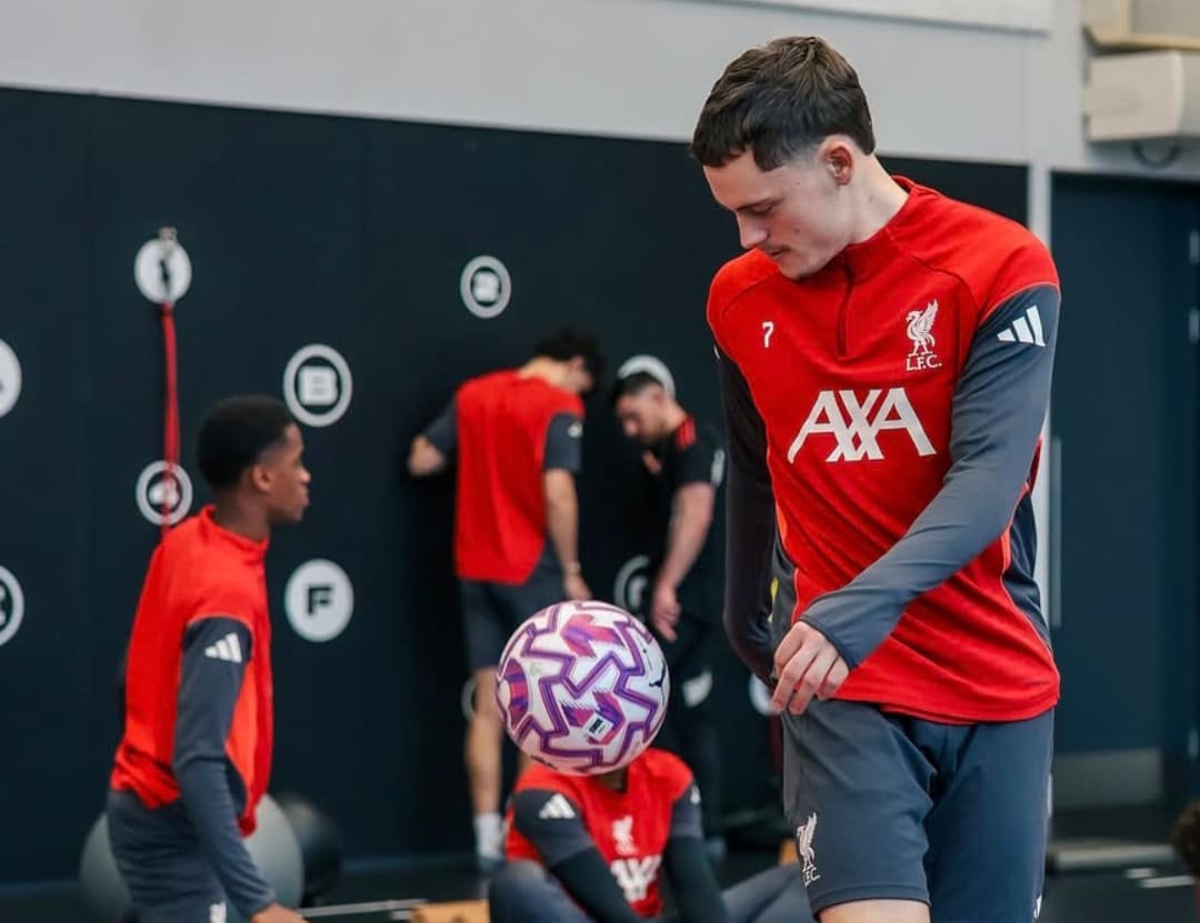 Gelandang Liverpool Florian Wirtz mengikuti sesi latihan jelang laga kontra Wolverhampton Wanderers di Anfield.(Foto: Liverpool FC)