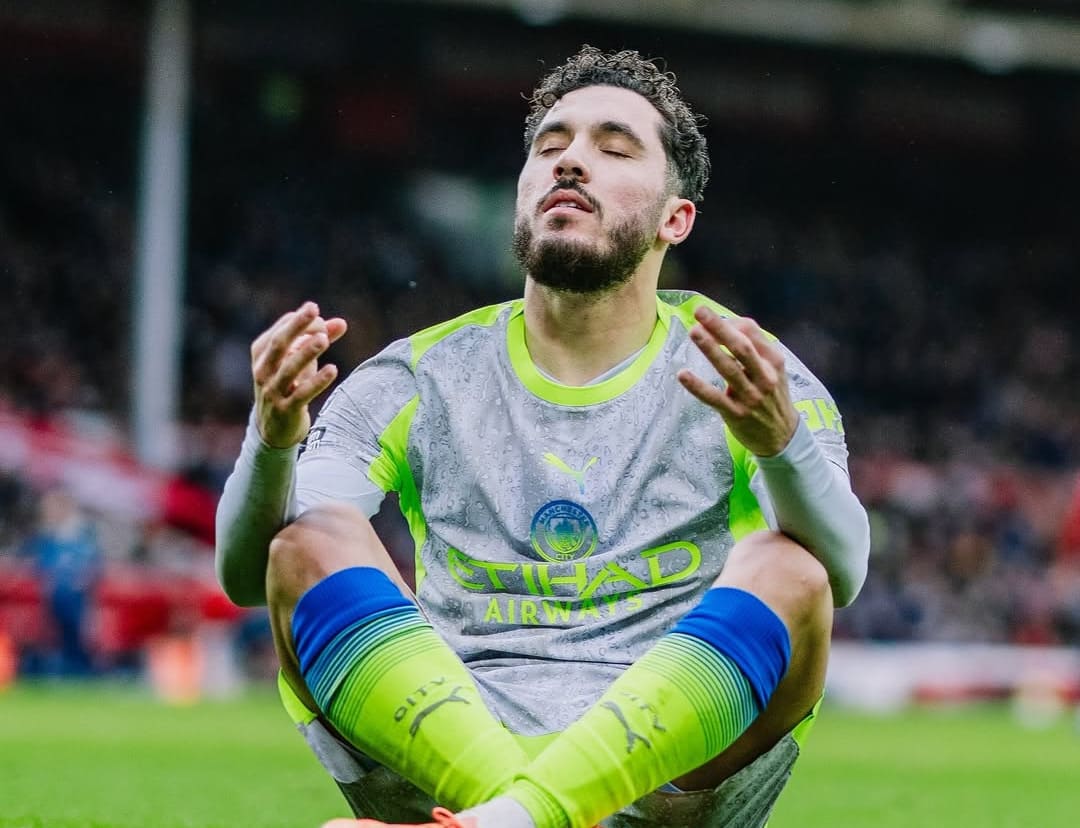 Rayan Cherki merayakan gol penentu kemenangan Manchester City ke gawang Nottingham Forest pada laga Premier League di City Ground.(Foto: IG @mancity)