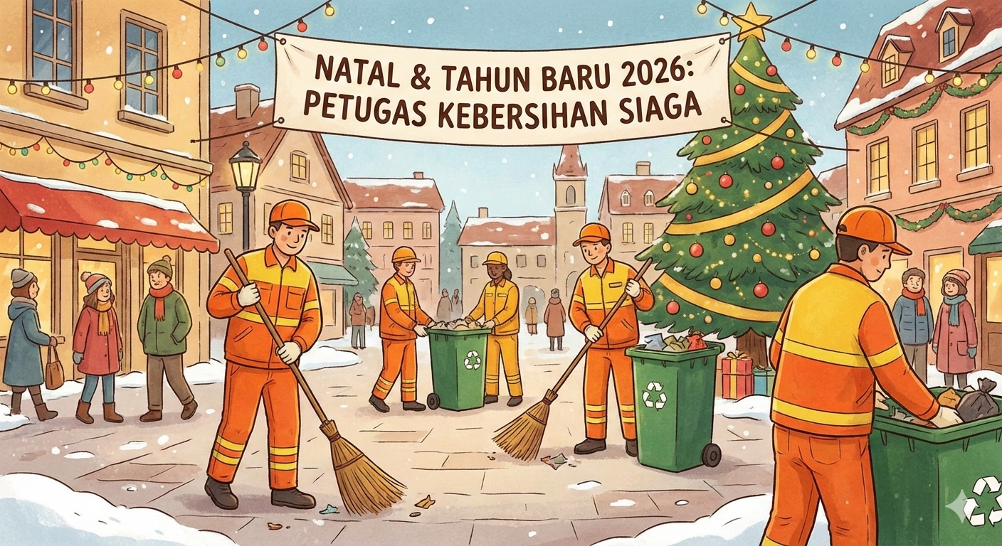 Ilustrasi petugas kebersihan disiagakan selama libur Nataru.