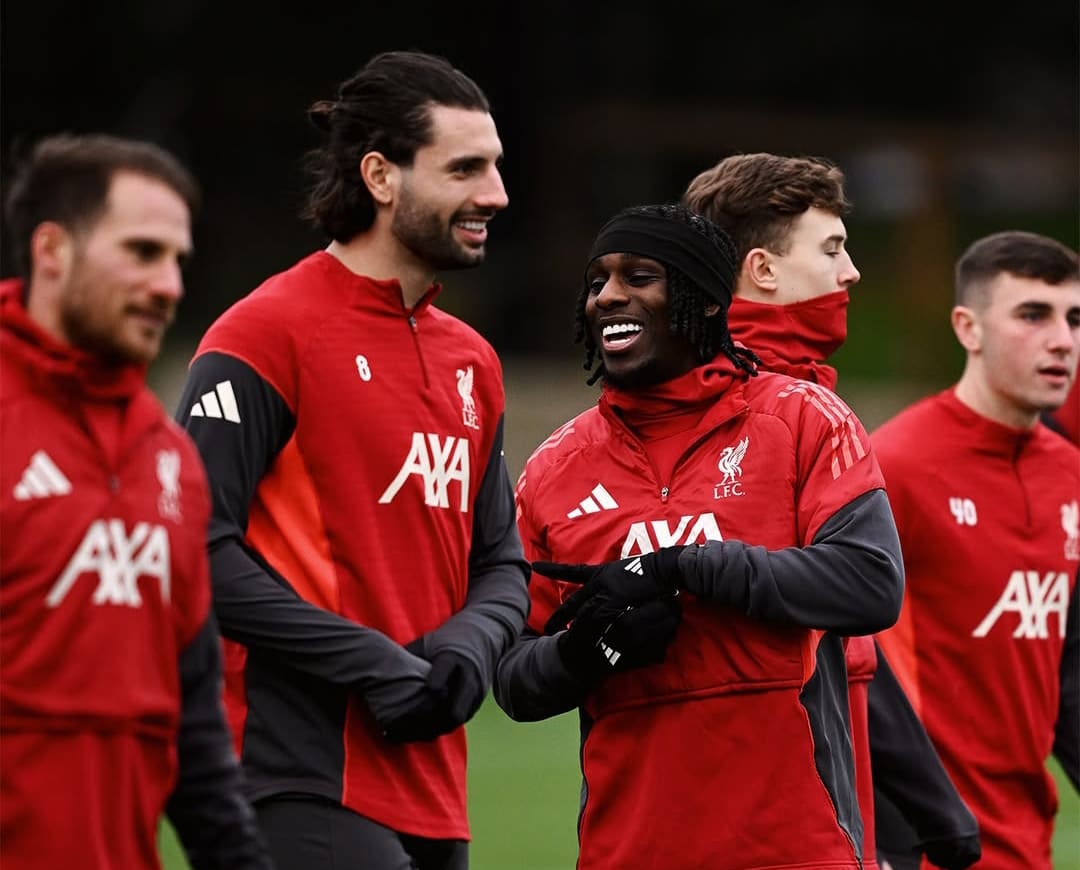 Pemain Liverpool menjalani sesi latihan jelang laga Premier League melawan Leeds United di Anfield.(Foto: Instagram/@liverpoolfc)