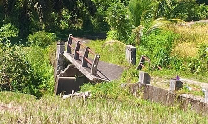 Jembatan di Korong Bukikkabun Padangpariaman ambruk akibat banjir bandang November 2025, memutus akses tiga korong dan aktivitas warga.