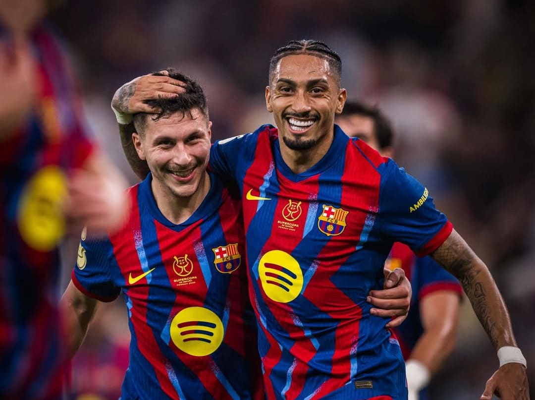 Raphinha cetak dua gol, Barcelona hajar Athletic Club 5-0 dan lolos ke Final Supercopa 2026.(Foto: Instagram @fcbarcelona)