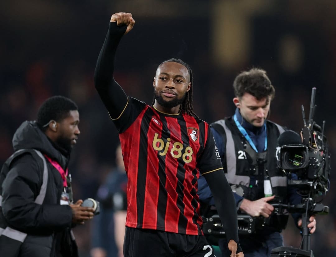 Antoine Semenyo dilaporkan menjalani medical di Manchester City menjelang transfer dari Bournemouth senilai &pound;65 juta.(Foto: X/ Ben Jacobs)