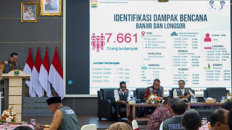 Pariaman ajukan kebutuhan R3P Rp589 miliar pascabencana. Kerusakan Rp497 miliar, kerugian Rp499 miliar. Dipaparkan Wali Kota Yota Balad di Rakor Sumbar.