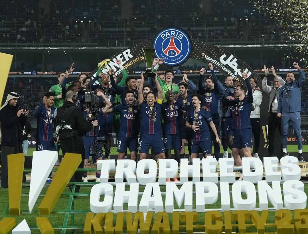 Pemain PSG merayakan kemenangan Piala Super Prancis 2026 setelah kalahkan Marseille melalui adu penalti. (Foto: Instagram @psg)