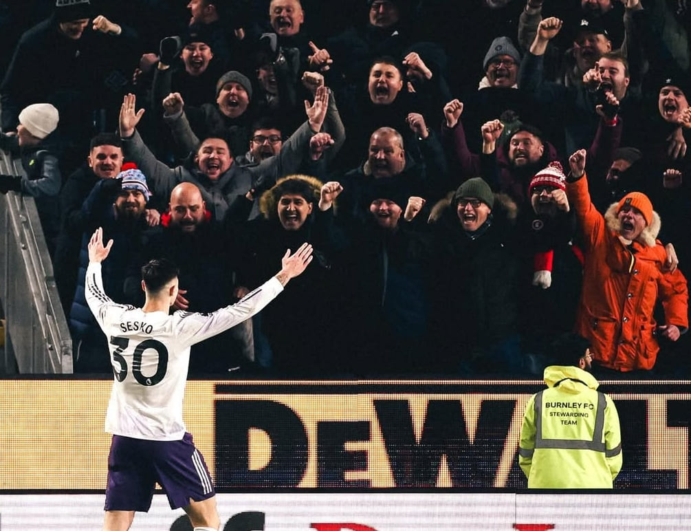 Benjamin Sesko mencetak dua gol saat Manchester imbang 2-2 melawan Burnley di Premier League, Kamis dinihari WIB.(Foto: Instagram @manutd)