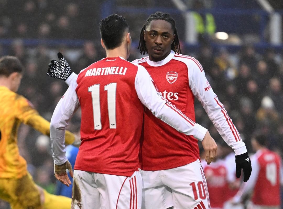 Gabriel Martinelli merayakan hattrick saat Arsenal menang 4-1 atas Portsmouth di FA Cup.(Foto: X/ @premierleague)