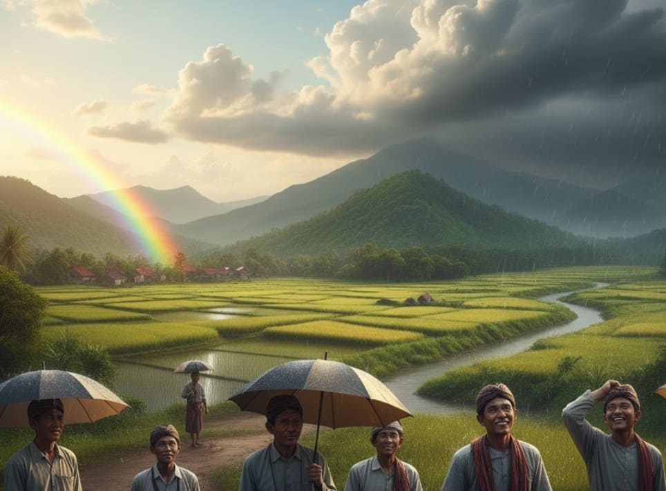 Prakiraan cuaca Sumatera Barat 12-14 Januari 2026, menurut BMKG hujan petir dan cerah berawan.(Foto ilustrasi: Gemini AI)
