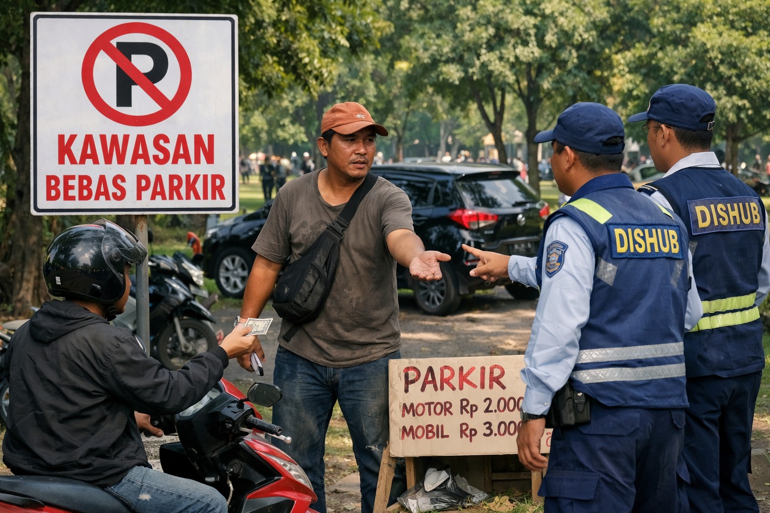 Ilustrasi penertiban parkir liar.