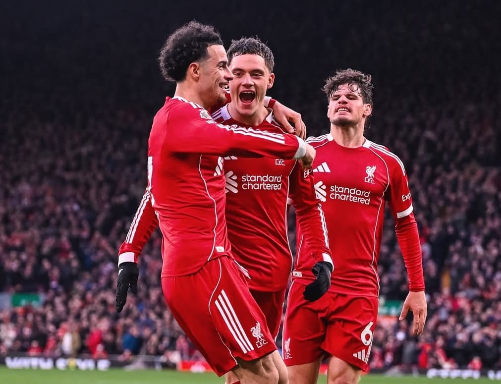 Florian Wirtz merayakan gol pembuka Liverpool ke gawang Burnley dalam laga Premier League, usai memanfaatkan umpan Curtis Jones.(Foto: IG @liverpoolfc)