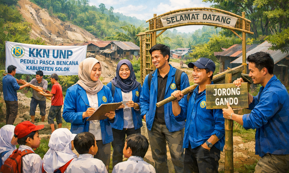 Mahasiswa KKN UNP di Paninggahan, Kecamatan Junjuang Siriah, Kabupaten Solok. (ilustrasi Chatgpt)