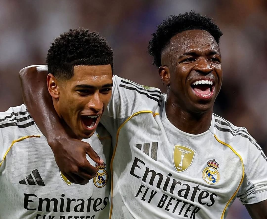 Bintang Real Madrid, Vin&iacute;cius Jr. dan Jude Bellingham, siap beraksi saat menjamu Monaco di Santiago Bernabeu.(Foto: Dok. IG @vinijr)