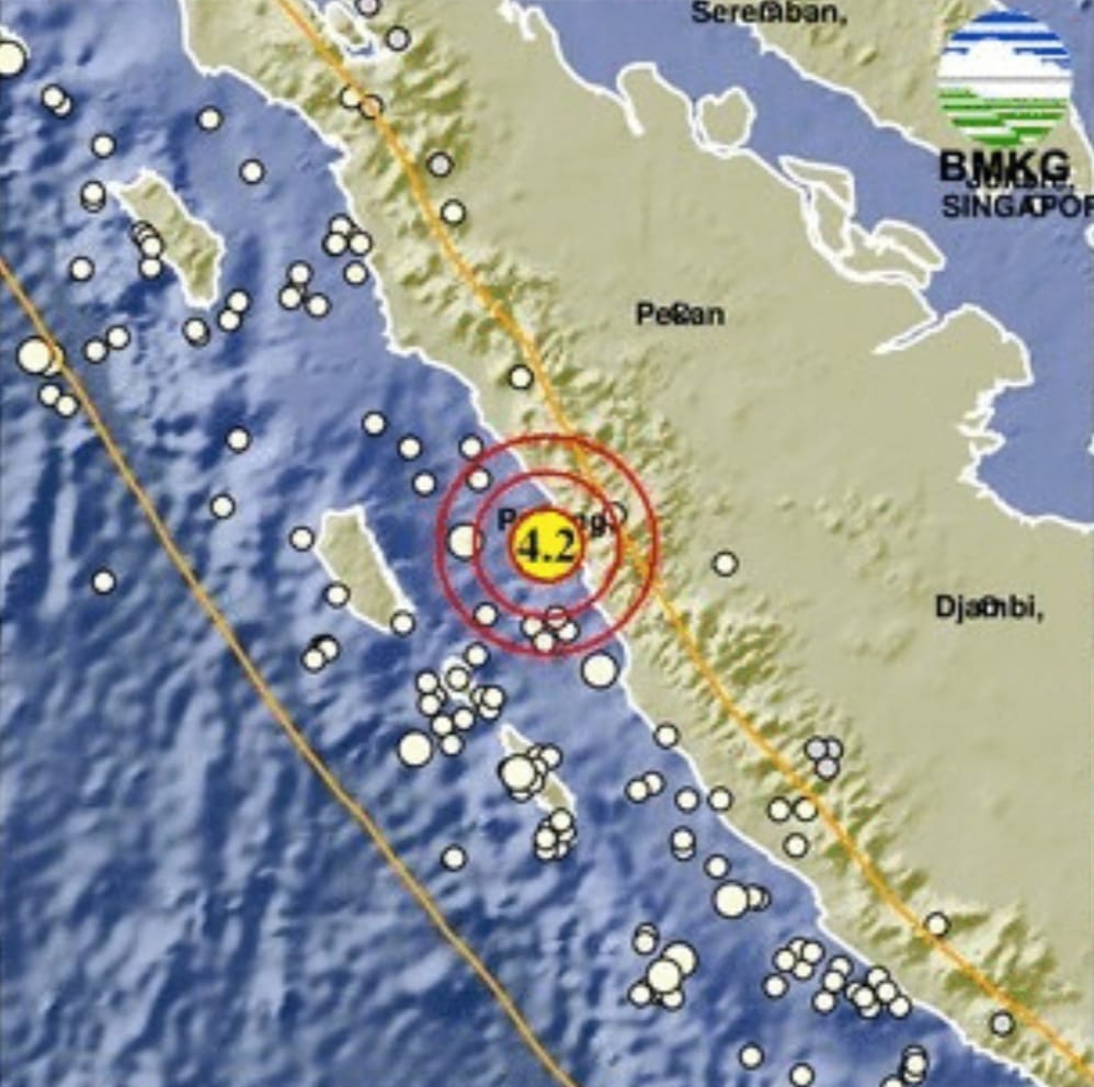 Gempa magnitudo 4,2 guncang Pesisir Selatan, Sumatera Barat, Kamis (22/1/2026).