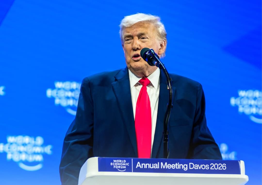 Presiden Donald Trump berbicara pada pertemuan tahunan ke-56 Forum Ekonomi Dunia (WEF) di Davos, Swiss, Rabu, 21 Januari 2026.(Foto: Instagram @whitehouse)