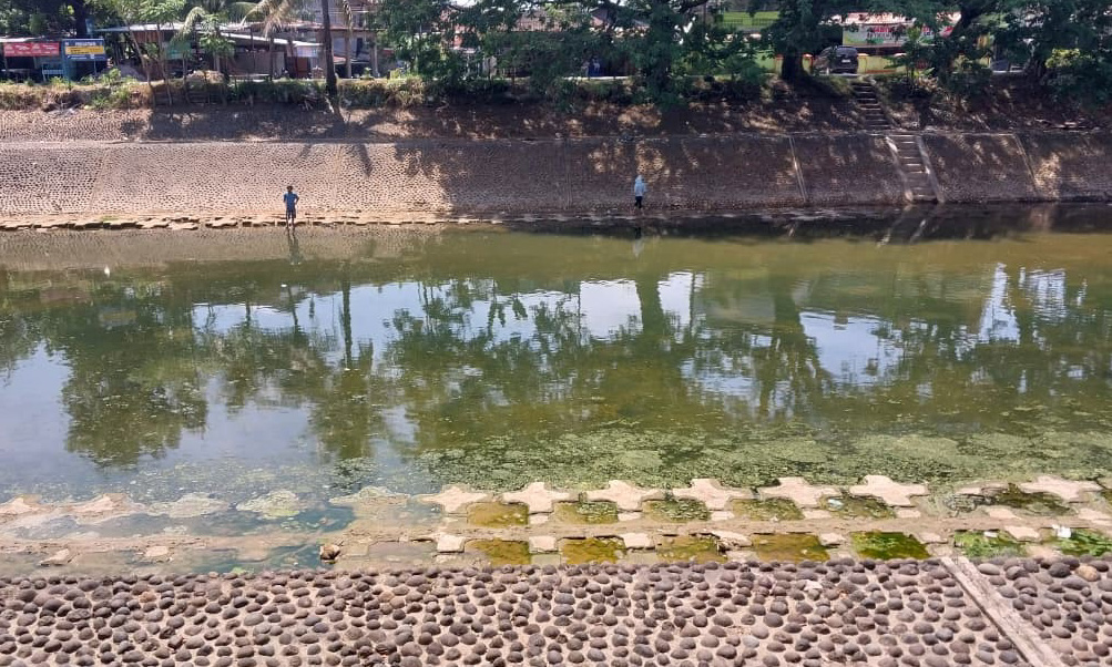 Kemarau di Kota Padang memicu pendangkalan kali di kawasan Andalas dan sekitarnya. Air menggenang, warga resah ancaman penyakit dan krisis air bersih. (Foto: Mengki Kurniawan/Padeks)
