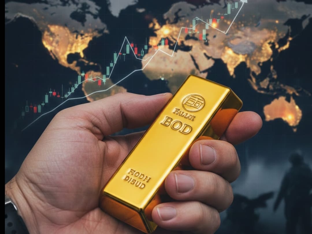 Harga emas dunia menembus rekor US$5.110 per ounce pada awal pekan, dipicu lonjakan ketidakpastian geopolitik dan melemahnya dolar AS.(Foto ilustrasi: Gemini AI)