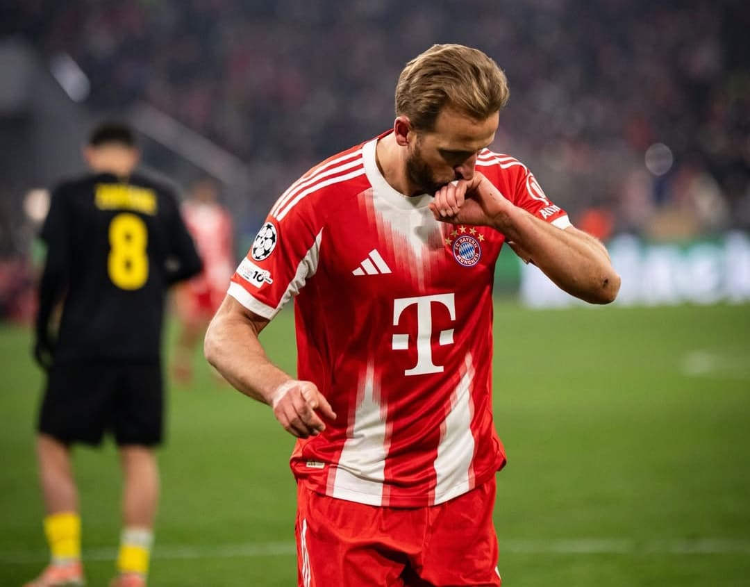 Harry Kane merayakan gol bersama Bayern Munich dan lolos babak 16 besar Liga Champions, Kamis lalu. (Foto: Dok. IG @harrykane)