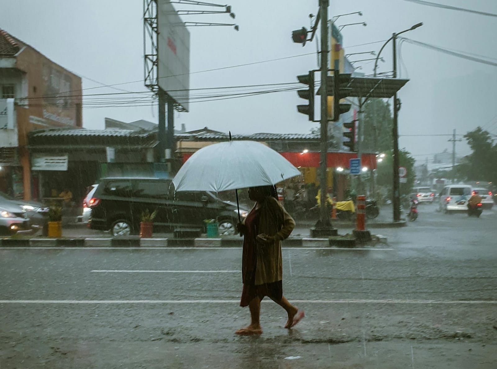 Ilustrasi cuaca hujan lebat.