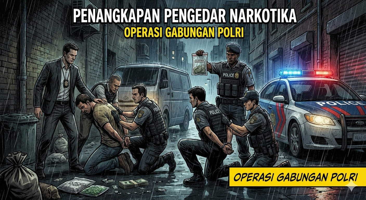 Ilustrasi penangkapan pengedar narkotika.
