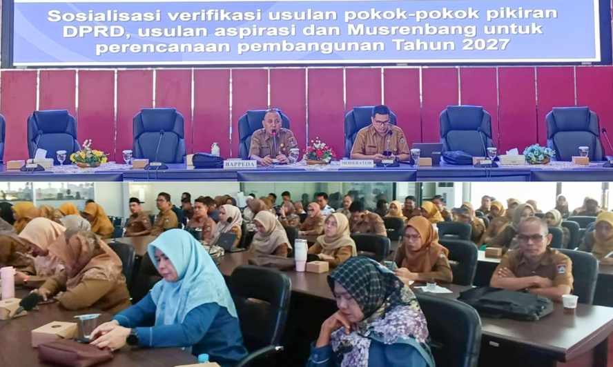 Pemko Padang menggelar sosialisasi sinkronisasi penginputan Pokir DPRD 2027. Bappeda tetapkan batas input usulan hingga pekan keempat Februari 2026.