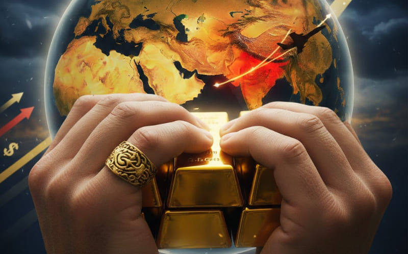 Harga emas dunia mendekati US$5.600 per ons pada perdagangan 29 Januari, didorong ketegangan AS&ndash;Iran dan pelemahan dolar Amerika Serikat. (Foto ilustrasi: Gemini AI)