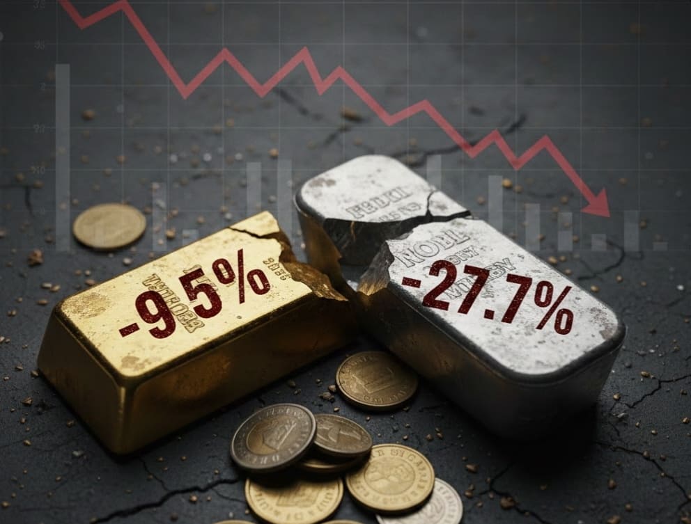Logam mulia global melemah tajam: Emas, perak, platinum, dan palladium turun setelah pengumuman calon Ketua Fed oleh Trump.(Foto ilustrasi: Gemini AI)