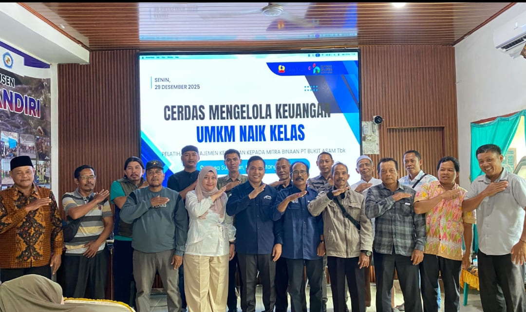 PT Bukit Asam Tbk memberikan pelatihan pengelolaan keuangan kepada pelaku UMKM Belitang melalui Rumah BUMN Bukit Asam di OKU Timur untuk meningkatkan kapasitas dan kesiapan usaha.(Foto: Corcom)