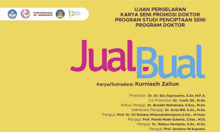 Kurniasih Zaitun gelar sidang doktor ISI Surakarta lewat teater Jual Bual 9 Februari 2026 di TBS, riset praktik pedagang obat Minangkabau lokal.