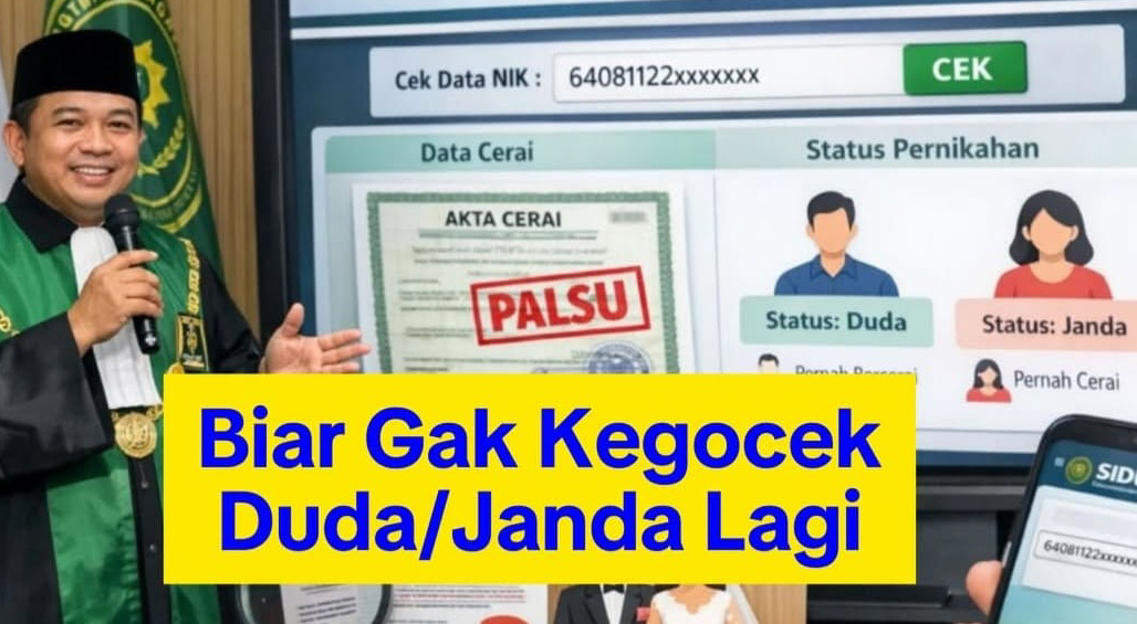 Aplikasi SIDUDA untuk mengecek status duda-janda berbasis NIK guna mencegah penipuan pernikahan.(Foto: wargawargi62).