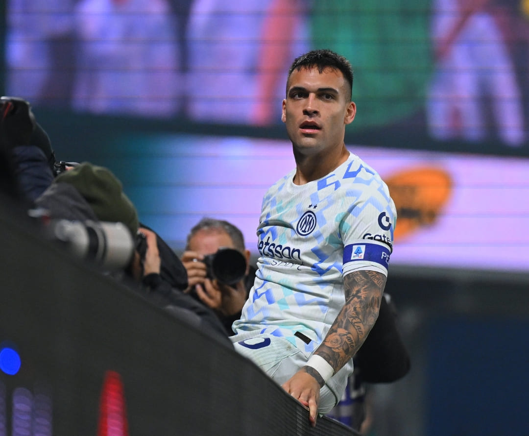 Lautaro Martinez selebrasi setelah cetak gol saat Inter kalahkan Sassuolo 5-0 di Serie A.(Foto: X Inter Milan)